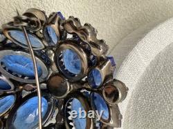 Vintage Juliana D&E Cobalt Blue AB Rhinestone Brooch 11JJ 000596 1960s