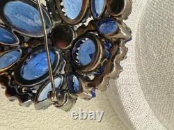 Vintage Juliana D&E Cobalt Blue AB Rhinestone Brooch 11JJ 000596 1960s