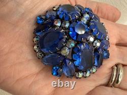 Vintage Juliana D&E Cobalt Blue AB Rhinestone Brooch 11JJ 000596 1960s