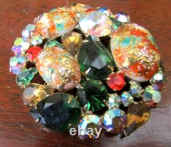 Vintage Juliana D&E Easter egg glass rhinestone gold tone pin brooch