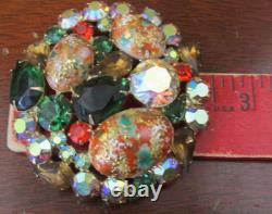 Vintage Juliana D&E Easter egg glass rhinestone gold tone pin brooch