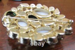 Vintage Juliana D&E Easter egg glass rhinestone gold tone pin brooch