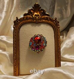 Vintage Juliana D&E Fuschia/Pink/AB Watermelon Rivoli Brooch