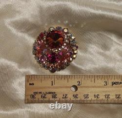 Vintage Juliana D&E Fuschia/Pink/AB Watermelon Rivoli Brooch