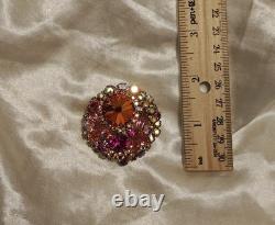 Vintage Juliana D&E Fuschia/Pink/AB Watermelon Rivoli Brooch