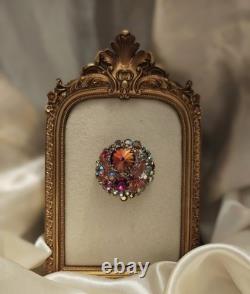 Vintage Juliana D&E Fuschia/Pink/AB Watermelon Rivoli Brooch