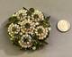 Vintage Juliana D & E Green & AB Rhinestone Prong Set Flower Pin Navette Uranium