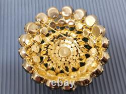Vintage Juliana D&E Green Rhinestone Dome Gold tone Large Brooch