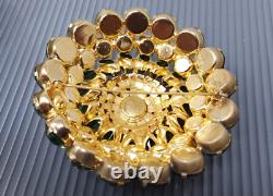 Vintage Juliana D&E Green Rhinestone Dome Gold tone Large Brooch