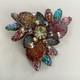 Vintage Juliana D &E Iridescent Lava Rock Molded Glass & Rhinestone Brooch Pin