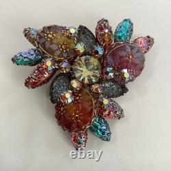 Vintage Juliana D &E Iridescent Lava Rock Molded Glass & Rhinestone Brooch Pin Vintage Juliana D &E Iridescent Lava Rock Molded Glass & Rhinestone Brooch Pin