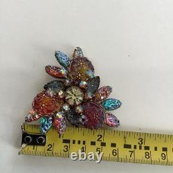 Vintage Juliana D &E Iridescent Lava Rock Molded Glass & Rhinestone Brooch Pin