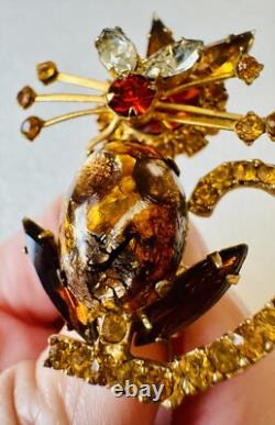 Vintage Juliana D&E Kitty Cat Rhinestones & Colorful Cabochon Brooch Pin