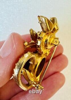 Vintage Juliana D&E Kitty Cat Rhinestones & Colorful Cabochon Brooch Pin