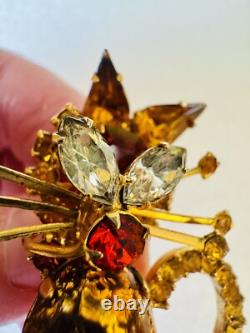 Vintage Juliana D&E Kitty Cat Rhinestones & Colorful Cabochon Brooch Pin