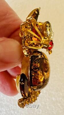 Vintage Juliana D&E Kitty Cat Rhinestones & Colorful Cabochon Brooch Pin