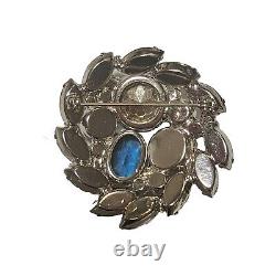 Vintage Juliana D&E Pin Brooch Rhinestones Shade Blue Green Rivoli Navette Round