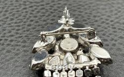Vintage Juliana D&E Rhinestone Dangle Fringe Brooch Pin Pendant Silver Tone
