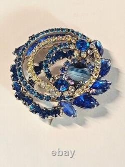 Vintage Juliana D&E Royal Blue Rhinestone Brooch Pin (Unsigned)