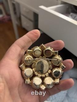 Vintage Juliana D&E Ruby Red Rhinestone Domed Cluster Brooch Gold Tone Verified