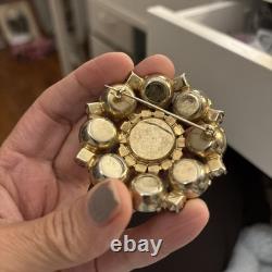 Vintage Juliana D&E Ruby Red Rhinestone Domed Cluster Brooch Gold Tone Verified