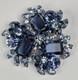 Vintage Juliana D&E Triple Emerald Cut Sapphire Blue Rhinestone Brooch Pin