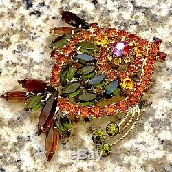Vintage Juliana D&G Angel Fish Brooch/Pin in Fall Colored Rhinestones