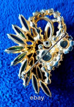 Vintage Juliana Delizza Elster D & E Green Rhinestone Flower Pin Brooch Elegant