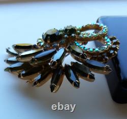 Vintage Juliana Delizza Elster D & E Green Rhinestone Flower Pin Brooch Elegant
