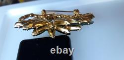 Vintage Juliana Delizza Elster D & E Green Rhinestone Flower Pin Brooch Elegant