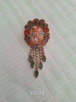 Vintage Juliana Easter Egg Multicolor Rhinestone Pendant Brooch DeLizza & Elster