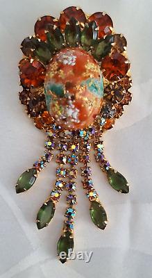 Vintage Juliana Easter Egg Multicolor Rhinestone Pendant Brooch DeLizza & Elster