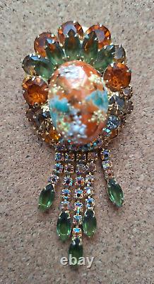 Vintage Juliana Easter Egg Multicolor Rhinestone Pendant Brooch DeLizza & Elster