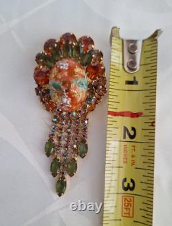 Vintage Juliana Easter Egg Multicolor Rhinestone Pendant Brooch DeLizza & Elster