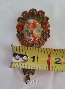 Vintage Juliana Easter Egg Multicolor Rhinestone Pendant Brooch DeLizza & Elster