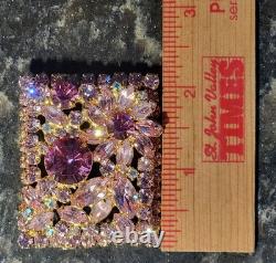 Vintage Juliana Fuschia Pink Rhinestone Costume Jewelry Brooch Pinks Galore