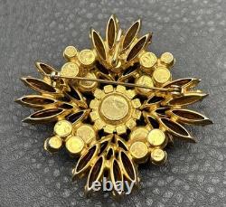 Vintage Juliana Gold Tone Faux Amber AB Rhinestone Starburst Flower Brooch Pin Vintage Juliana Gold Tone Faux Amber AB Rhinestone Starburst Flower Brooch Pin