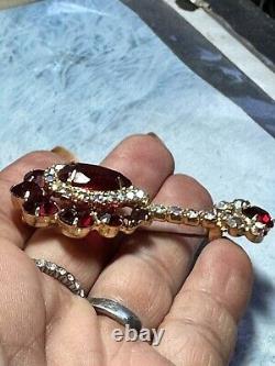 Vintage Juliana Gold Tone Red / AB Glass Rhinestone Mandolin Brooch/Pin