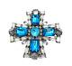 Vintage Juliana Inverted White Givre Aquamarine Rhinestone Maltese Cross Brooch