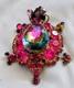 Vintage Juliana Jewelry Pink Watermelon Rhinestone Turtle Pin Brooch