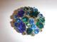 Vintage Juliana Like Large Blue & Green Glass Rhinestone Brooch