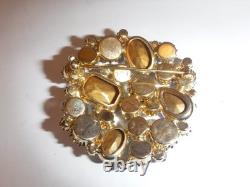 Vintage Juliana Like Large Blue & Green Glass Rhinestone Brooch