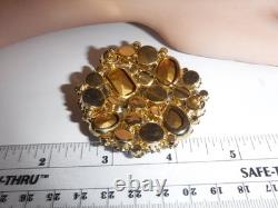 Vintage Juliana Like Large Blue & Green Glass Rhinestone Brooch