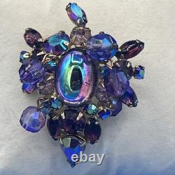 Vintage Juliana Purple Glass Rhinestone Cha Cha Gold Tone Brooch 2 Inch