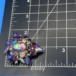 Vintage Juliana Purple Glass Rhinestone Cha Cha Gold Tone Brooch 2 Inch