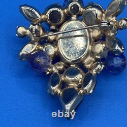 Vintage Juliana Purple Glass Rhinestone Cha Cha Gold Tone Brooch 2 Inch