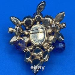 Vintage Juliana Purple Glass Rhinestone Cha Cha Gold Tone Brooch 2 Inch