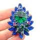Vintage Juliana Rhinestone Pin Pendant Brooch Verified Ravioli Green Blue Glass