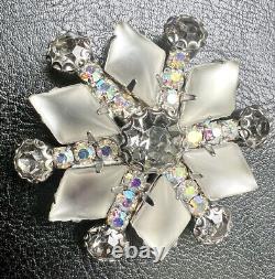 Vintage Juliana Saphiret Cabochon Glass 6 Point Star Snowflake Rhinestone Brooch