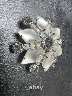 Vintage Juliana Saphiret Cabochon Glass 6 Point Star Snowflake Rhinestone Brooch